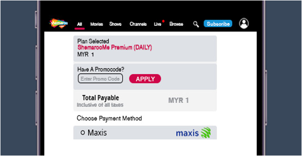 Choose Maxis from the Payment Option